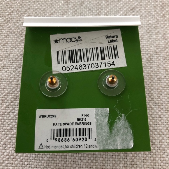 New with Dustbag Kate Spade Gold Tone Square Pink Stud Earrings Sparkly Glitter - Picture 3 of 4